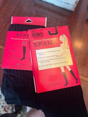 SPANX Black Topless Trouser Socks – Women’s Ribbed No-Leg-Band set/2
